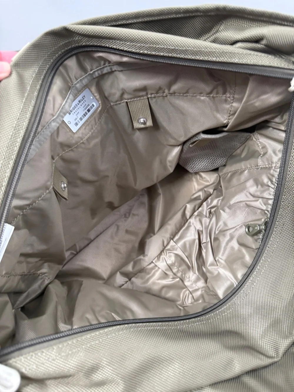 Briggs & Riley Travelware Large Shopping Tote Bag Olive Green Tan 255-7